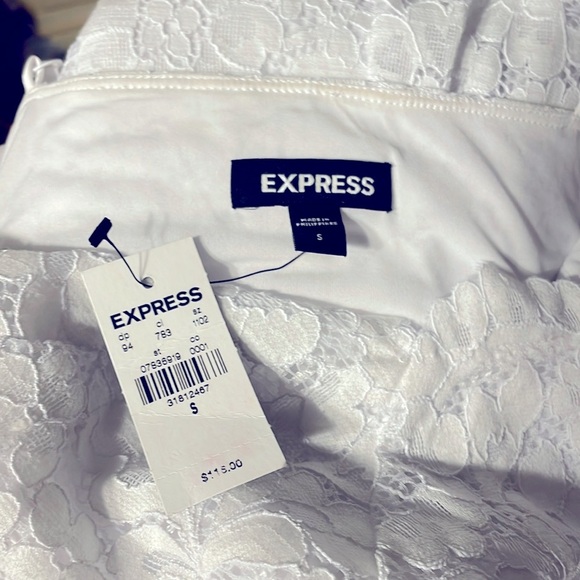 NWT Express White Lace V-Neck Midi Dress, Adjustable Straps, Size Small, Bride - Picture 8 of 10